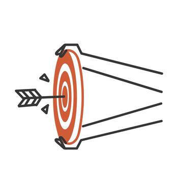 an arrow is hitting a target in the center of a dart vector