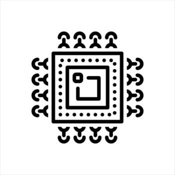 Black icon microprocessor vector