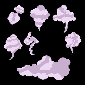 Clouds set on a black background illustration of clouds. vector