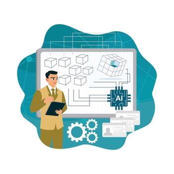 AI and data analytics concepts illustration vector