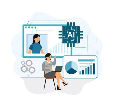 Businesswoman using AI technology for analytics vector