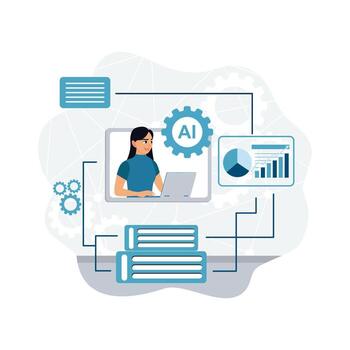 Woman using AI for data analysis vector