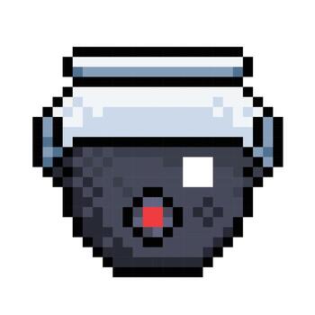 CCTV ceiling security camera pixel 8 bit styled illustration for game or social media decoration isolated on square white background. vector