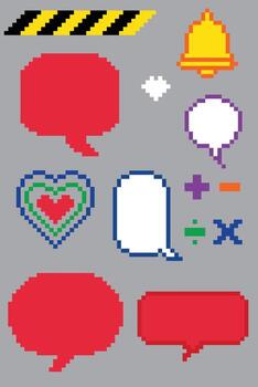 Retro Pixel Art UI Icon Set 8-bit Computer and Game Graphics vector