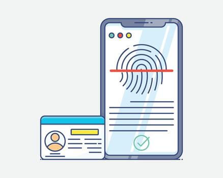 Digital Identity Verification and Biometric Authentication on Mobile Devices vector