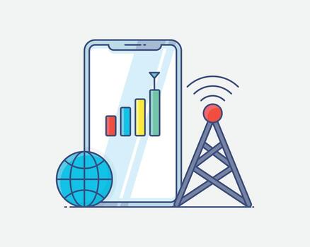 móvil red cobertura y datos conectividad tecnología ilustración vector