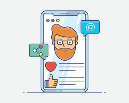 digital perfil y social redes Interacción conceptos vector