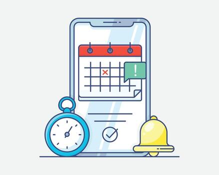 Digital Calendar App Notification and Event Management vector