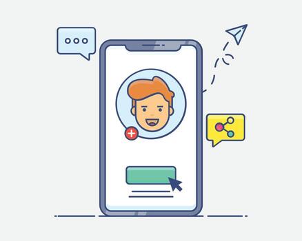 Digital Communication and Social Connection via Mobile Devices vector