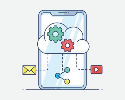 Mobile Cloud Computing and Data Sharing Technology vector