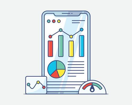 Mobile App Data Analysis and Performance Metrics vector