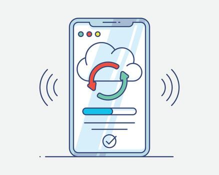 Cloud Syncing Mobile Application Data Transfer and Updates vector