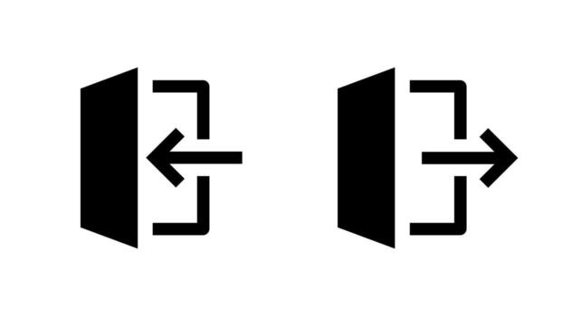 Account login and logout icon. Door with arrow enter and exit symbol vector