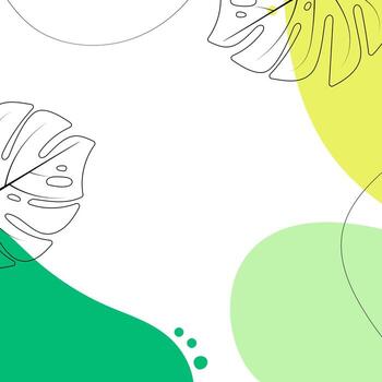 Square abstract background with montera leaves and empty space for text. Greeting card, invitation, banner, sale, advertising. vector