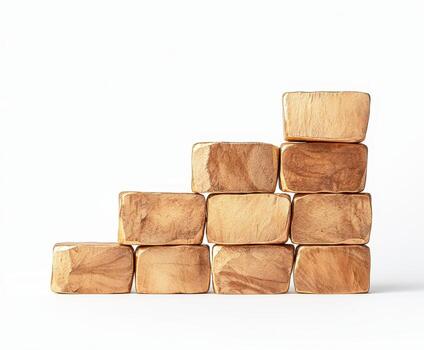 Stacked bricks of wood forming stable structure, showcasing craftsmanship and design photo