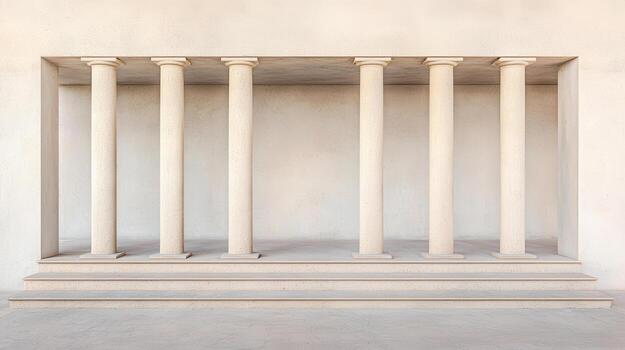 Elegant pillars supporting minimalist structure create serene atmosphere photo