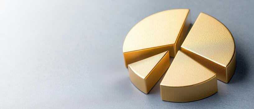 Golden pie chart segment representing financial data analysis and growth photo