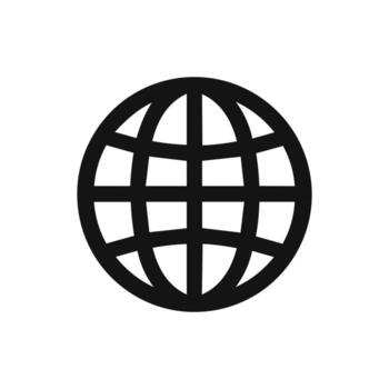 Simple Flat Design Globe Sphere with Meridian and Parallel Lines vector