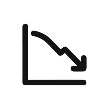 Minimalist Line Style Decreasing Chart Arrow Down Financial Graphic Element vector
