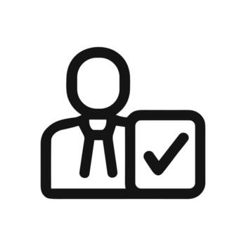 Simple Outline Approved Candidate User with Checkmark on Box Icon vector