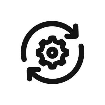 Minimalist Cogwheel Process Icon with Circular Arrow Rotation Symbol vector