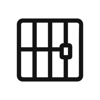 Simple Outline Jail Cell Icon with Rounded Corners and Handle vector