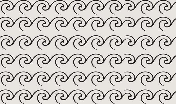 Stylized Black and White Wave Pattern with Curved Lines and Repeated Flowing Shapes for Artistic Design vector