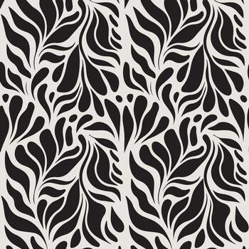 Sophisticated Black and White Abstract Pattern with Flowing Organic Shapes and Fluid Curves Design vector