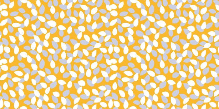 Seamless pattern with abstract petal-like shapes on a bright yellow background. The minimalist, modern, and playful design ornament for textiles, wallpapers, and branding projects. vector