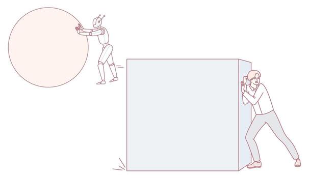 Two characters navigate the balance between pushing and pulling in their dynamic lives vector