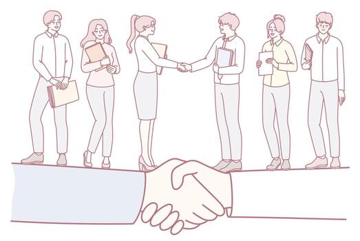 An illustration of Business Collaboration and Networking among professionals in various fields vector