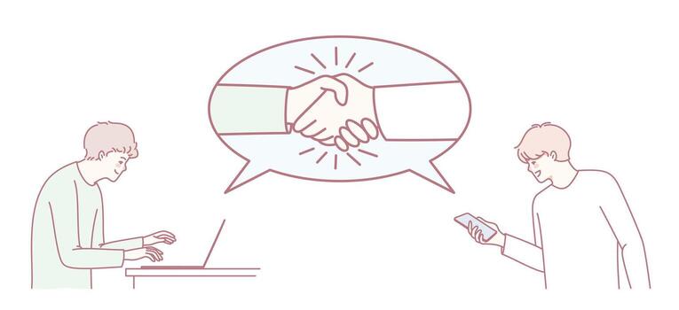 Digital Connection The Importance of Online Agreement, Collaboration and Teamwork in Todays World vector