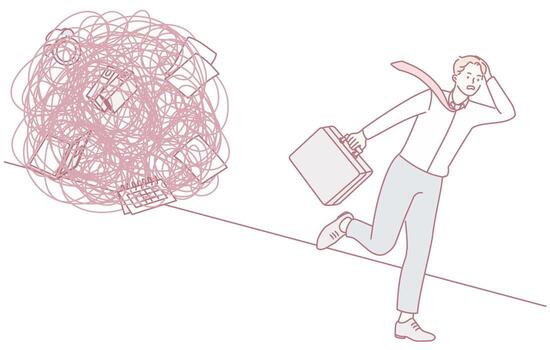 Navigating Through Chaos A Businessman Constantly on the Run and Seeking Solutions vector