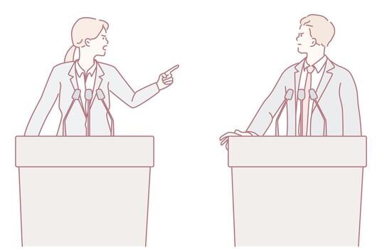 Debate Scene A Comprehensive and Engaging Political Discussion Among the Candidates vector