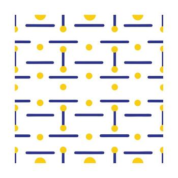 sin costura modelo amarillo círculos azul redondeado rectángulos en geométrico resumen vector