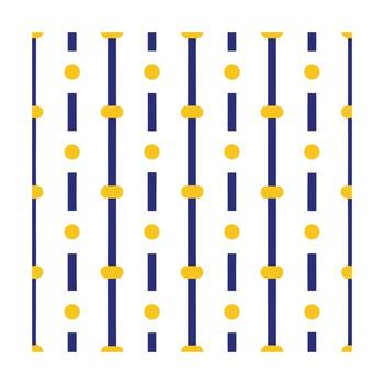 Seamless pattern vertical navy blue lines with yellow circles dashes texture graphic vector