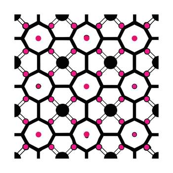 Pink geometric pattern with hexagonal circular elements abstract circle vector