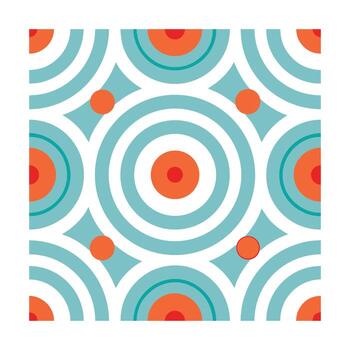 resumen geométrico modelo con concéntrico círculos puntos en verde azulado naranja Arte vector