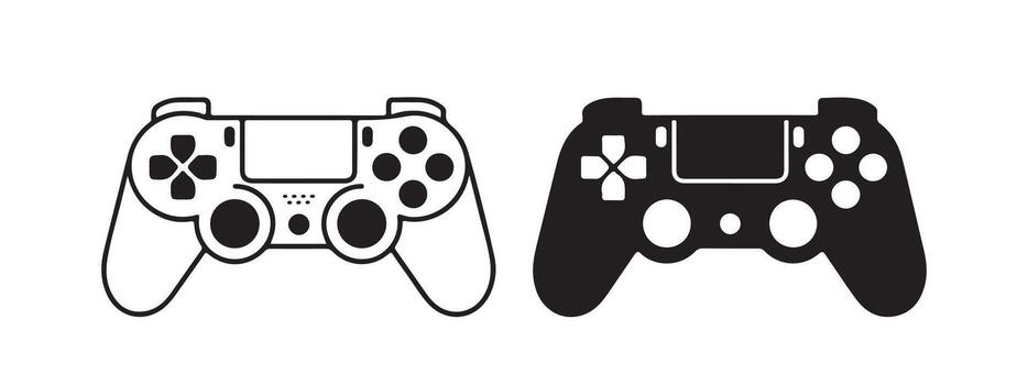 Gaming Controller Icons Representing Console Gaming and Entertainment Featuring a Clean Minimalist Design Perfect for User Interfaces vector