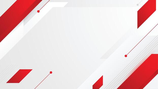 Dynamic red and white abstract background with geometric shapes, lines, and dots. Clean modern layout ideal for presentations, banners, or Indonesian Independence Day themes. vector