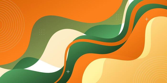 Orange and green geometric business banner design. Creative banner design with waves and lines on a bright background as a template. Eps10 vector