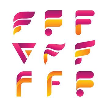 Set of F Letter Logo Set Collection Gradient Modern Alphabet Logo Simple Business Design Template Initial Monogram Icon Objects. vector