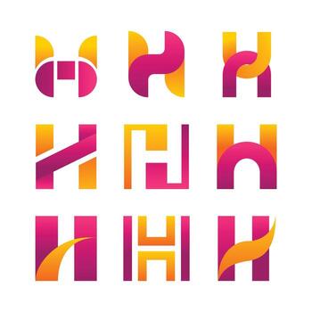 Set of H Letter Logo Set Collection Gradient Modern Alphabet Logo Simple Business Design Template Initial Monogram Icon Objects. vector