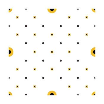Seamless geometric pattern with yellow squares dots arcs texture graphic vector
