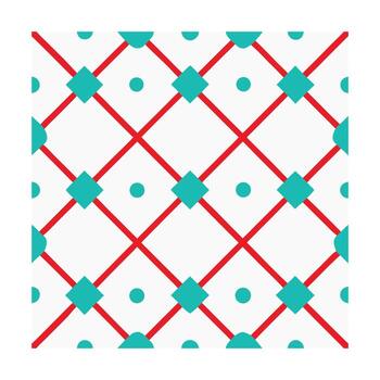 Red teal geometric pattern with diamonds circles on abstract vector