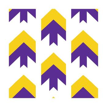 Abstract geometric pattern with upward pointing arrows in purple and yellow vector