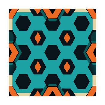 Geometric repeating pattern with teal orange hexagons abstract texture vector