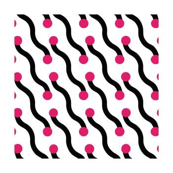 Wavy lines with pink dots repeating pattern on art vector