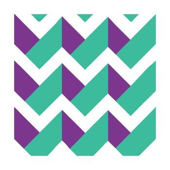 Teal purple geometric interlocking chevron pattern on abstract vector