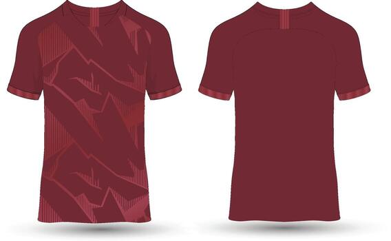 A red soccer jersey with a pattern on the front and back vector